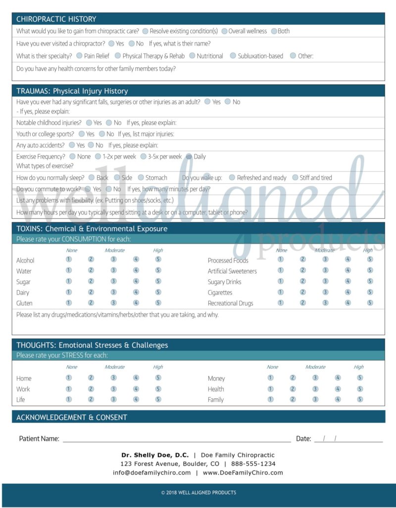 Chiropractic Intake Forms
