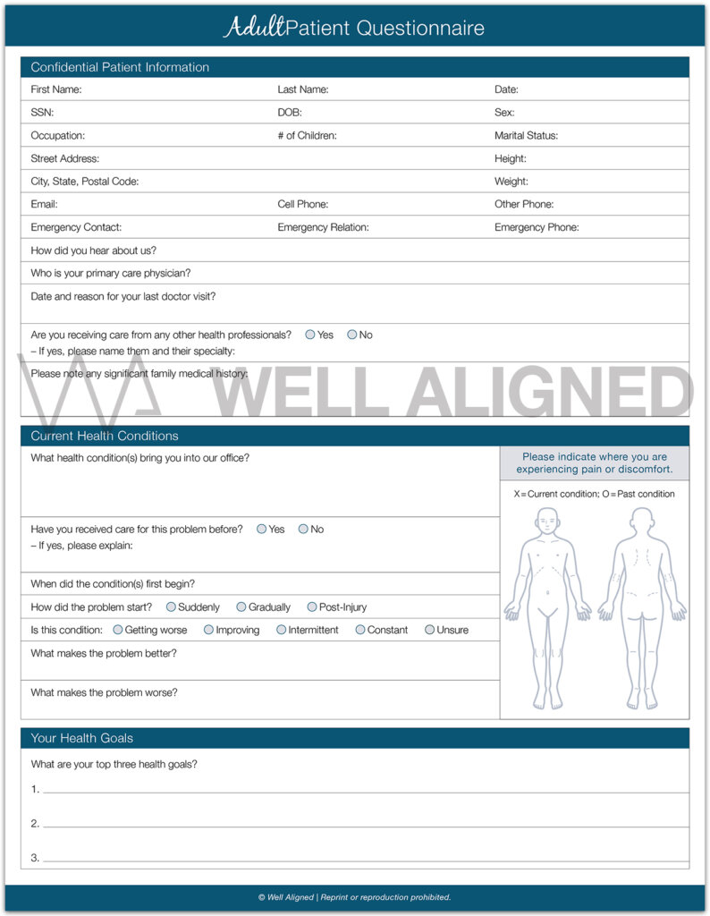 Adult Intake Forms Well Aligned 