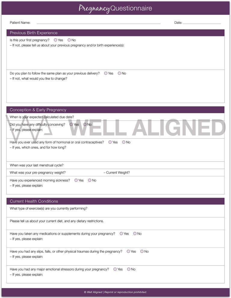 Chiropractic Intake Forms